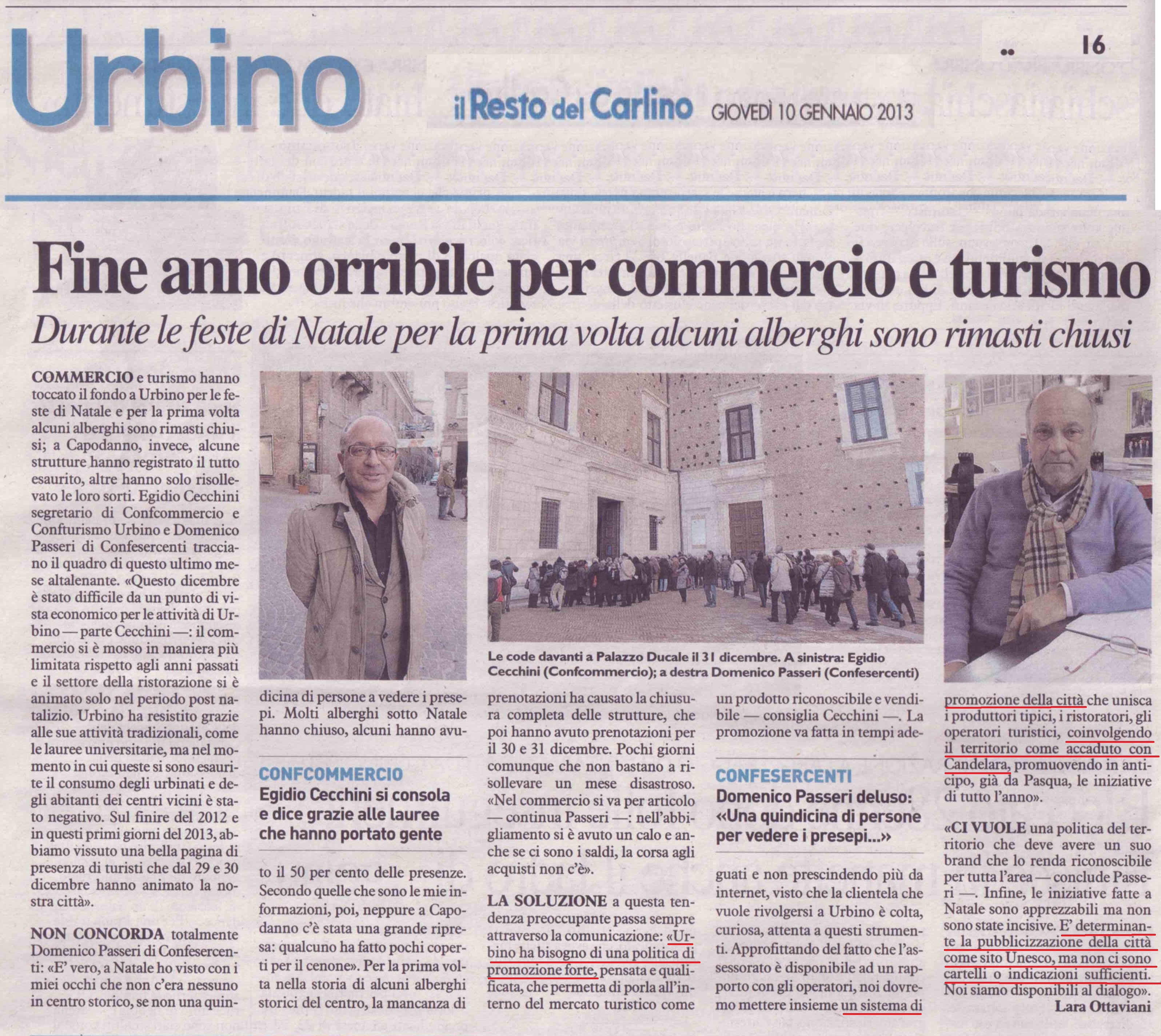 Urbino fine anno orribile per turismo e commercio